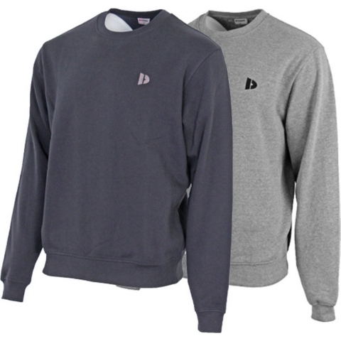 2 Pack Donnay - Fleece sweater ronde hals - Dean - Heren - Maat XL - Navy & Silver-marl (256)