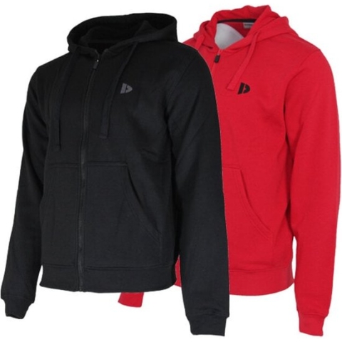 2 Pack Donnay sweater met capuchon - Sporttrui - Heren - Maat Xl - Zwart&Berry red (290)