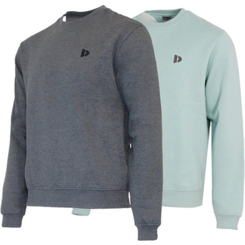 2 Pack Donnay - Fleece sweater ronde hals - Dean - Heren - Maat XXL - Charcoal-marl & Sage green (495)