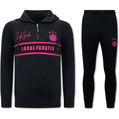 Heren Trainingspak - Double Line Signed - Blauw / Roze