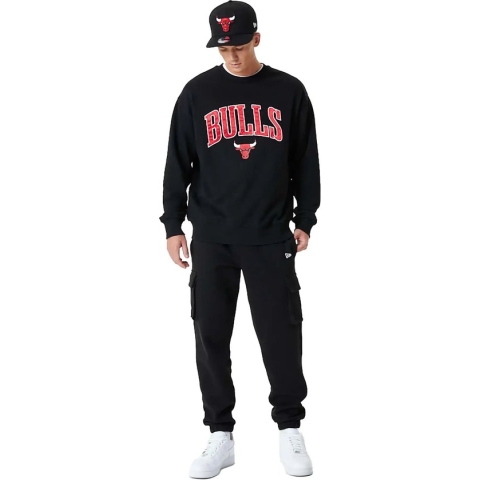 Chicago Bulls NBA Applique Crewneck Black Kledingmaat : L