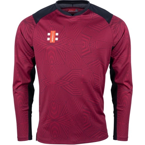 Gray-Nicolls Cricket SHIRT PRO T20 L/S MR/BK 2XL 2 Extra Large - Maroon / Black