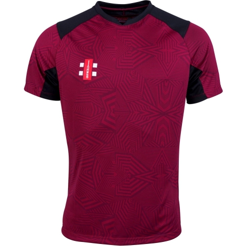 Gray-Nicolls Cricket SHIRT PRO T20 S/S MR/BK L Large - Maroon / Black