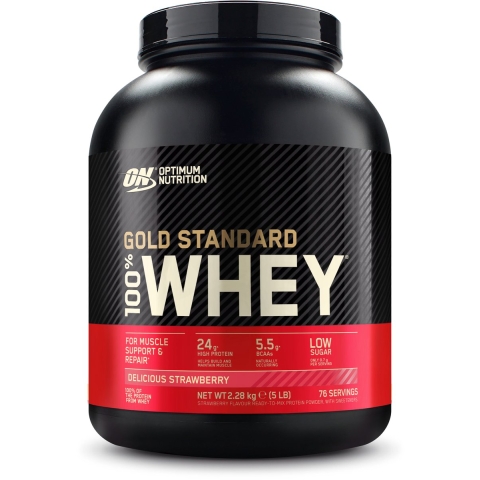 Optimum Nutrition Gold Standard 100% Whey Protein - Delicious Strawberry - Proteine Poeder - Eiwitshake - 71 doseringen (2270 gram)