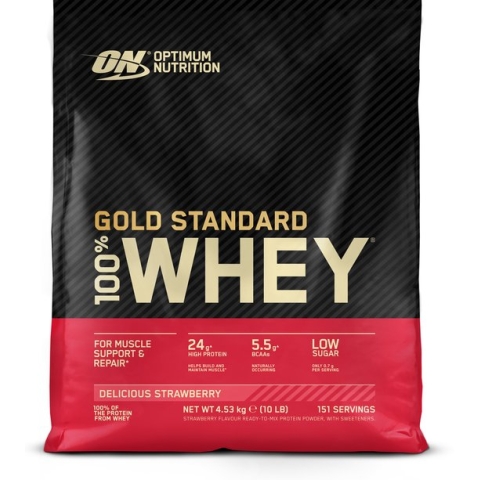 Optimum Nutrition Gold Standard 100% Whey Protein - Delicious Strawberry - Proteine Poeder - Eiwitshake - 4530 gram (146 servings)