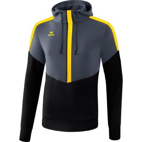 Erima Squad Sweatshirt Met Capuchon Kind Slate Grijs-Zwart-Geel Maat 164