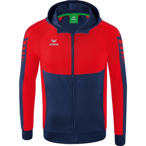 ERIMA Six Wings Trainingsjack Met Capuchon Dames New Navy-Rood Maat 42
