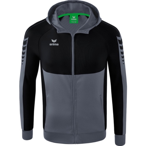 ERIMA Six Wings Trainingsjack Met Capuchon Dames Slate Grey-Zwart Maat 44