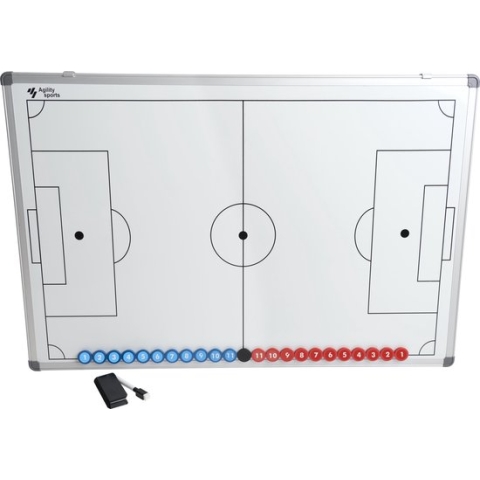 Agility Sports Coachbord voetbal - Tactiekbord 60x90 cm - Inclusief magneten en genummerde stickers voor de magneten