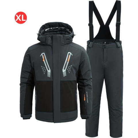 Skipak - SkiBroek - Skijas - Ski Suit - Wintersport - Heren - 2-Delig - Grijs - Winter - Maat XL