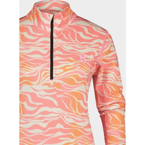 Dames wintersportpully van Poederbaas - printed skipully voor dames - midlayer voor dames - roze skipully - Dieren Pully Dames | Zebra roze