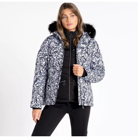 Dare2B Dames Glamorize III Jas Zwart Wit Print Maat S/36