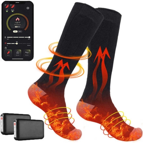 Vermanto Premium Verwarmde Sokken - Elektrisch - Sokken - Verwarmd - Thermo - Oplaadbare accu - Applicatie - 3 Warmtestanden - 4000mAh Batterij - Wintersport - Wandelen - Skiën - 39-44