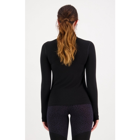 Mons Royale Cascade Merino Flex Mock Neck LS Dames Thermoshirt Black L
