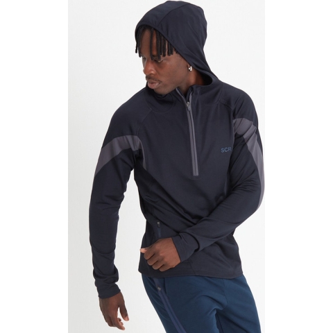 SCR. Togo Hardloopshirt - Thermoshirt Heren Lange Mouw - Met Rits - XXL - Donkerblauw