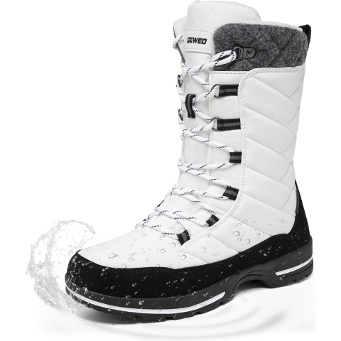 Winter Sneeuwlaars Dames - Waterdichte Sneeuwlaarzen - Winter Fleece Gevoerd Warme Winterlaarzen - Snowboots Antislip Outdoor - Wit - Maat 41