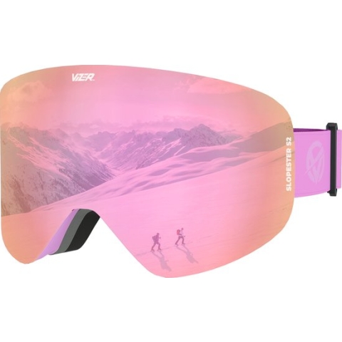Vizer Blush Slopester - Roze Skibril Dames - Anti-condens - Wisselbare lens