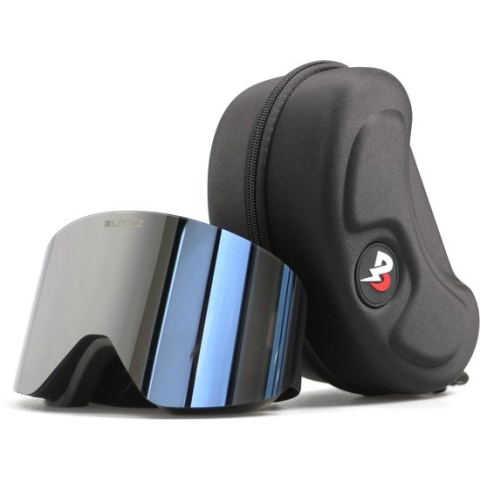 BLITZZ® - Impact Collection - Ski- Snowboard Bril - No Edge - Zilver - Magnetische Lens - Inclusief Opberg box - One Size