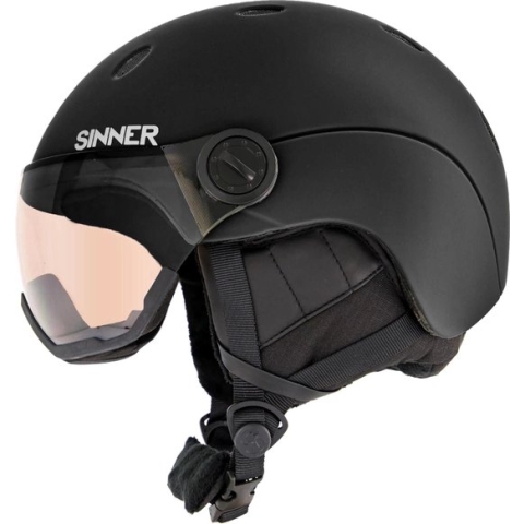 Sinner Titan Visor Trans+ Skihelm Met Vizier 2023 | Orange Cat 1-3 | Matte Black | Maat: 55 - 58 cm