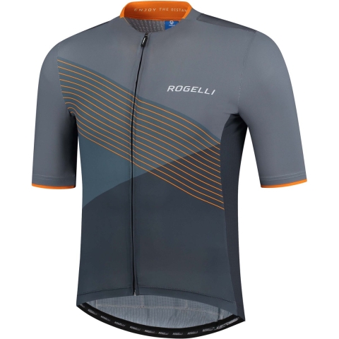 Rogelli Spike Fietsshirt - Korte Mouwen - Heren - Grijs, Oranje - Maat 3XL