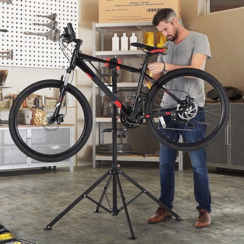 Decopatent® Montagestandaard Fiets - 360° Draaibaar - Verstelbaar - Gereedschapsbakje - Stuurhouder - Montage reparatie standaard