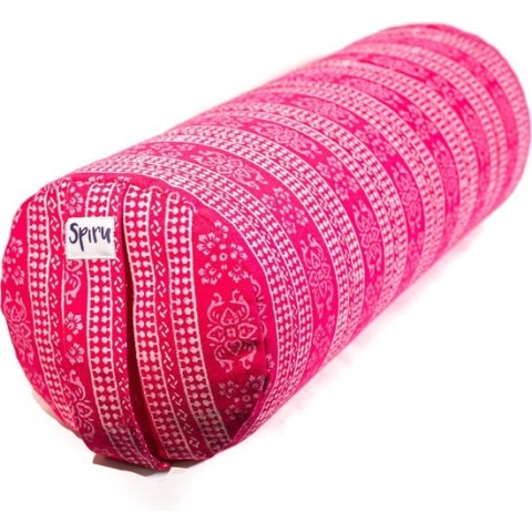 Bolster Rond Katoen – Blok Print – Roze