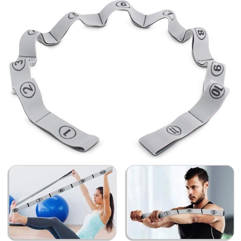 Stretch band, gymnastiekband met 11 strikken, yoga-stretchband, gemakkelijk te dragen en zeer elastische weerstandsbanden, geschikt voor yoga, grotere flexibiliteit