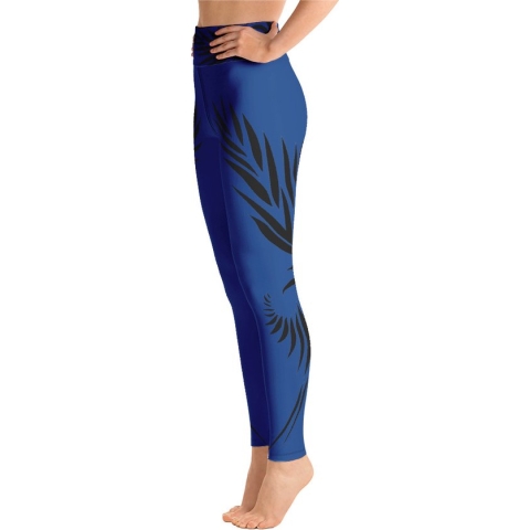 Sportlegging - design Power Up - High Waist - Dry Fit - High Performance - 4way stretch- unieke print - UPF 50+ - Hardloop - Yoga - Fitness - Dans  - Pilates - Training - sportbroek –kobaltblauw zwart maat S