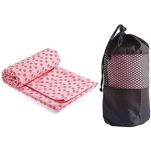 Yogahanddoek antislip - microvezel yogahanddoek sneldrogend - yogahanddoek antislip ideaal voor mat, hot yoga, 183 x 61 cm (roze)