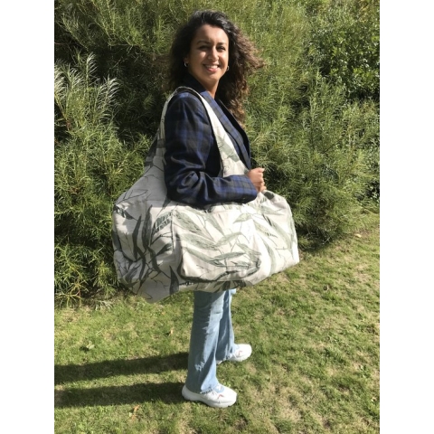 ZENSEOUS Duurzaam Yoga Strand Golf Shopper Reis Cabine Tas Oversized XXL Rood Geel Oranje 0f Beige Groen Bladeren dessin