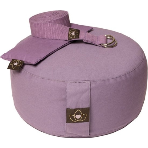 Pakket meditatiekussen, oogkussen en riem lavendel - Lotus