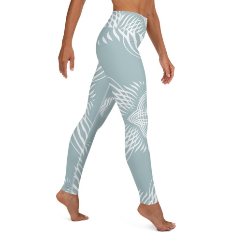 Sportlegging - design Proud Pattern- High Waist - Dry Fit - High Performance - 4way stretch- unieke print - UPF 50+ - Hardloop - Yoga - Fitness - Dans  - Pilates - Training - sportbroek –mintgroen wit- maat M