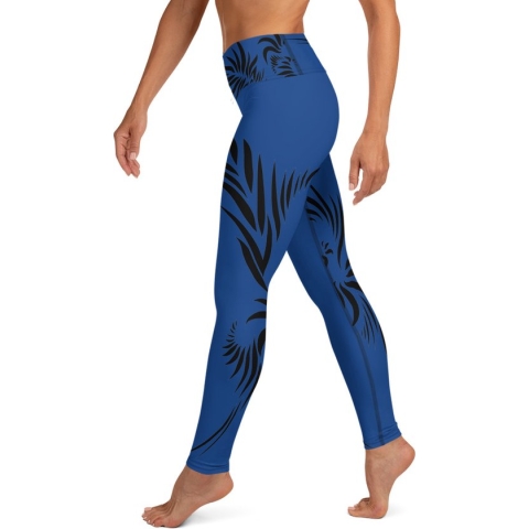 Sportlegging - design Power Up - High Waist - Dry Fit - High Performance - 4way stretch- unieke print - UPF 50+ - Hardloop - Yoga - Fitness - Dans  - Pilates - Training - sportbroek –kobaltblauw zwart maat XS