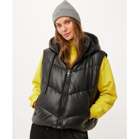Mexx PU Hooded Bodywarmer Dames - Zwart - Maat L