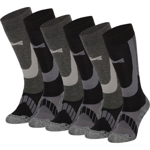 Xtreme Skisokken - 6 paar unisex skikousen kniehoogte - Multi Black - Maat 42/45