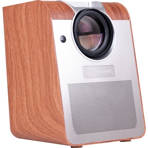 Knikker Mini Beamer Smartphone Wifi Bluetooth - Mini Projector Full HD 1080p met Android 9 - Walnut