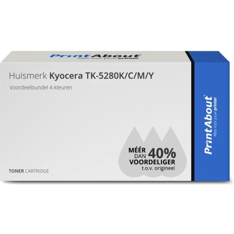 PrintAbout huismerk Toner TK-5280K/C/M/Y 4-kleuren Voordeelbundel geschikt voor Kyocera