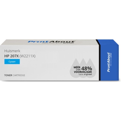PrintAbout huismerk Toner 207X (W2211X) Cyaan Hoge capaciteit geschikt voor HP