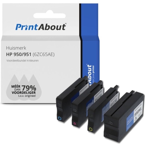 PrintAbout huismerk Inktcartridge 950/951 (6ZC65AE) 4-kleuren Voordeelbundel geschikt voor HP