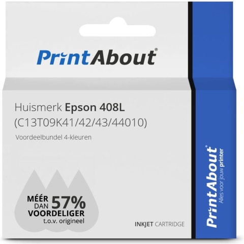 PrintAbout huismerk Inktcartridge 408L (C13T09K41/42/43/44010) 4-kleuren Voordeelbundel Hoge capaciteit geschikt voor Epson