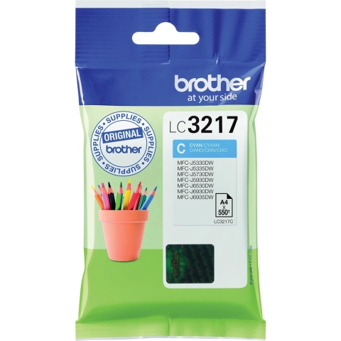 Brother inktcartridge, 550 pagina's, OEM LC-3217C, cyaan 5 stuks