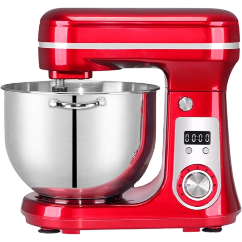 BioloMix® Deegmachine - Keukenmixer 6 Liter - Kneedmachine Keukenmachine 4KG RVS - Deegmixer Zwaar Deeg - Rood