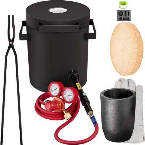 Dakta® Propaan Smeltoven Kit, 4 KG Goud Smeltoven, 0-350PSI Metalen Smeltoven, 20 mm Ovenvloer Gold Smeltoven, 10 min Smelttijd Propaan Smeltende Oven Kit, Goed voor Metalsmith Juweliers Raffinaderijen