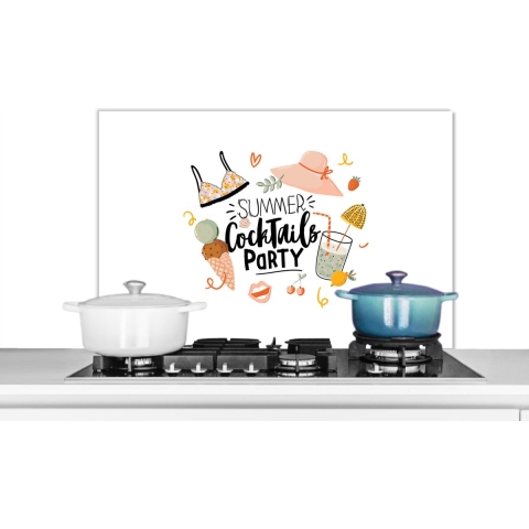 Spatscherm Keuken - Kookplaat Achterwand - Spatwand Fornuis - 90x60 cm - Zomer - Cocktail - Bikini - Aluminium - Wanddecoratie - Muurbeschermer - Hittebestendig