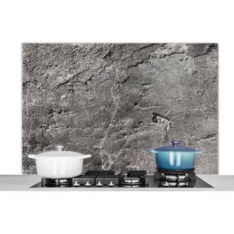 Spatscherm Keuken - Kookplaat Achterwand - Spatwand Fornuis - 120x80 cm - Beton - Grijs - Vormen - Cement - Aluminium - Wanddecoratie - Muurbeschermer - Hittebestendig