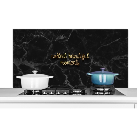 Spatscherm Keuken - Kookplaat Achterwand - Spatwand Fornuis - 120x60 cm - Quotes - Spreuken - Goud - Marmer - Aluminium - Wanddecoratie - Muurbeschermer - Hittebestendig