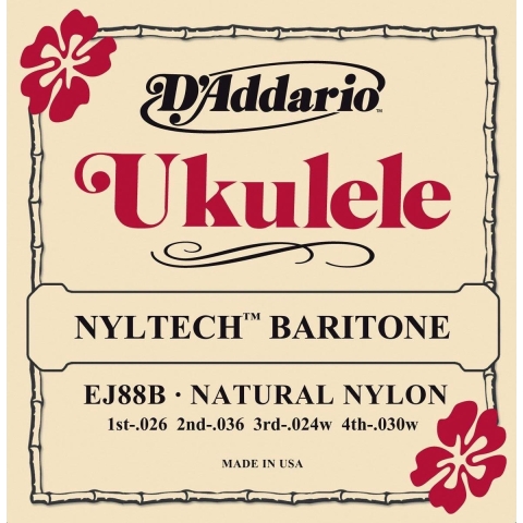 D'Addario EJ88B Natural Nylon Nyltech Baritone Ukulele ukelelesnaren