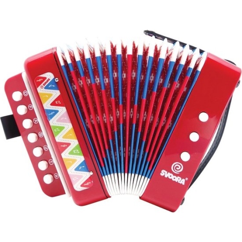 Accordion rood, 7 toetsen (14 noten)