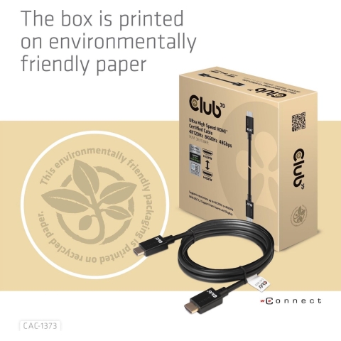 CLUB3D Ultra High Speed ​​HDMI™2.1 gecertificeerde kabel 4K120Hz, 8K60Hz 48Gbps M/V 3 meter