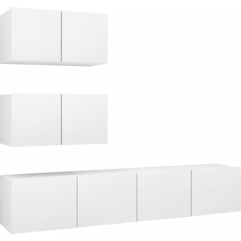 vidaXL-4-delige-Tv-meubelset-spaanplaat-wit